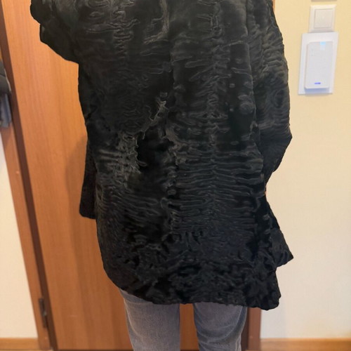 Women's coat natural astrakhan fur size large used, black