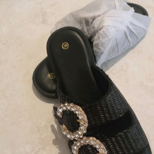 Black sandals with rhinestones new, size 36.5