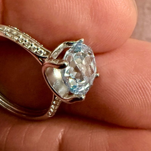 Canary Light Bule Solitaire Ring 925 Silver with Cubic Zirconia