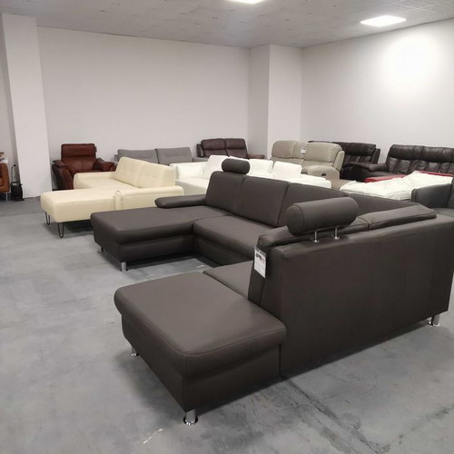 Brown-gray leather corner sofa CARO new with storage function
