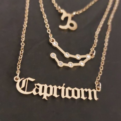 Zodiac necklace gold color, stainless steel, new