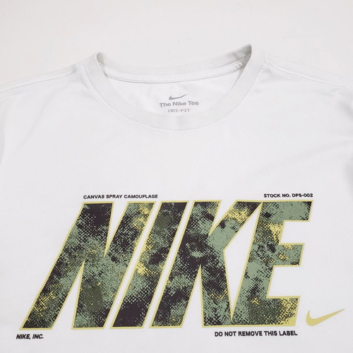 Nike FZ8038 Dri-Fit Camo men's cotton T-shirt, size M, white
