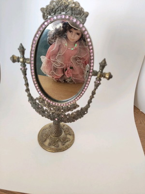 Brass tabletop mirror used, very good condition