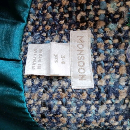 Monsoon coat for 3 years like new, blue and brown