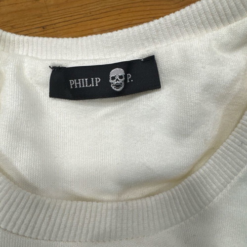 Philipp Plein white sweatshirt like new with zipper and fleece