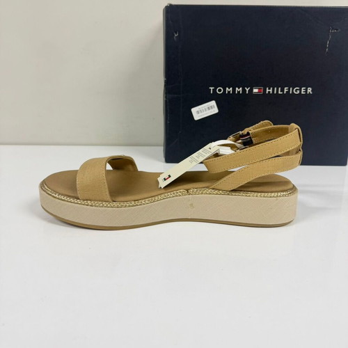Tommy Hilfiger linen flatform sandals new, beige and brown, size 40
