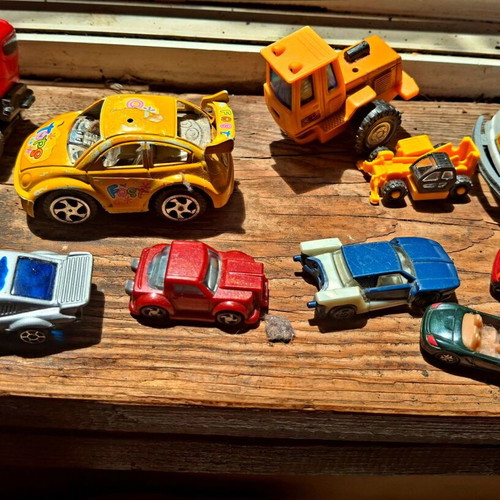 Lot of retro children's toy cars and vehicles, 23 pieces