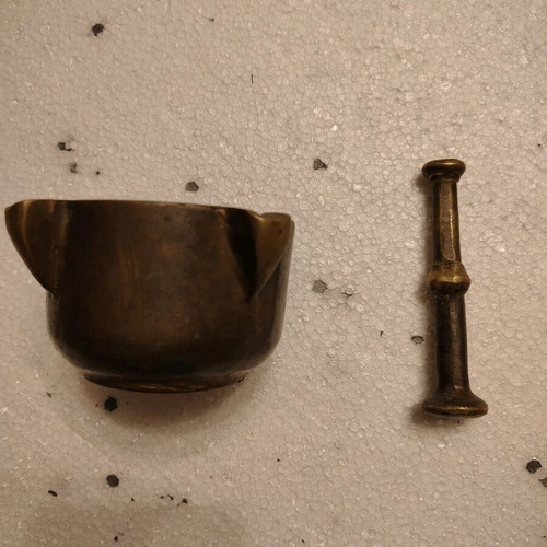 Antique brass mortar restored