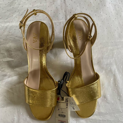 Zara gold high-heeled sandals new, size 39