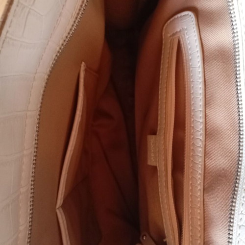 Mango handbag used with shoulder strap and gift pouch white beige