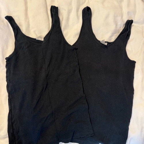 Set of 2 black tank tops with thick straps used, size S
