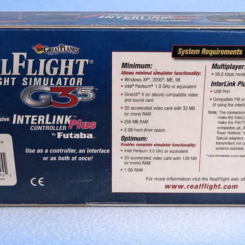RealFlight G3.5 R/C Flight Simulator like new with InterLink Plus Futaba