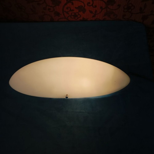 Opal Matt Glass Wall Lights used, minimal oval design, 35x11x10cm