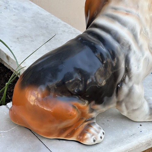 Μεγάλη κεραμική φιγούρα σκύλου Basset Hound