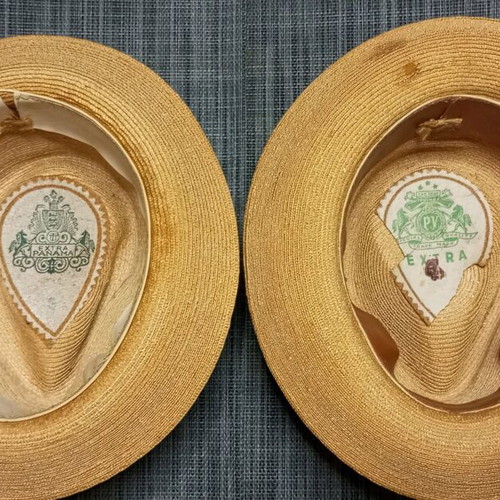Straw hats "Kavourakia" used, set of 2, 1970s