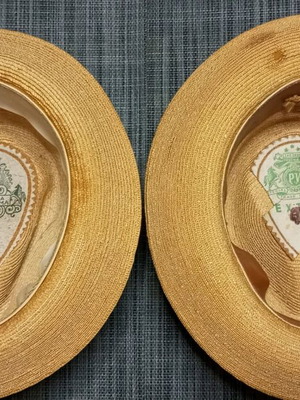 Straw hats "Kavourakia" used, set of 2, 1970s