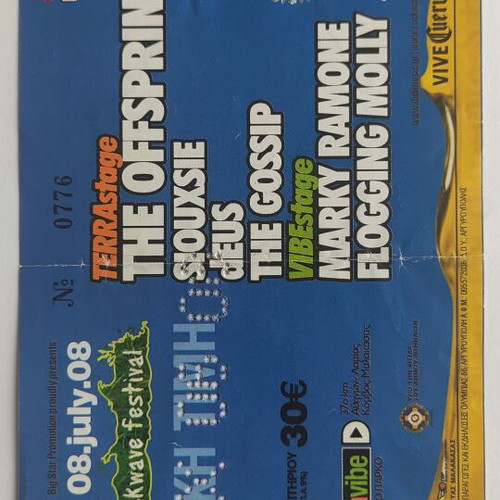 Rockwave Festival Ticket 8-7-2008 like new