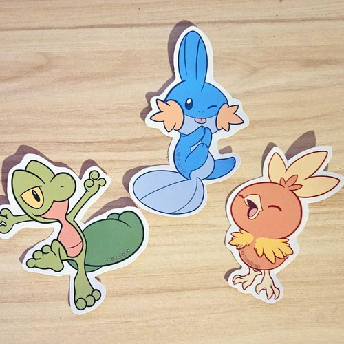 Pokemon Hoenn Starters set handmade stickers made to order