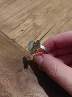 Silver handmade heart ring size 55