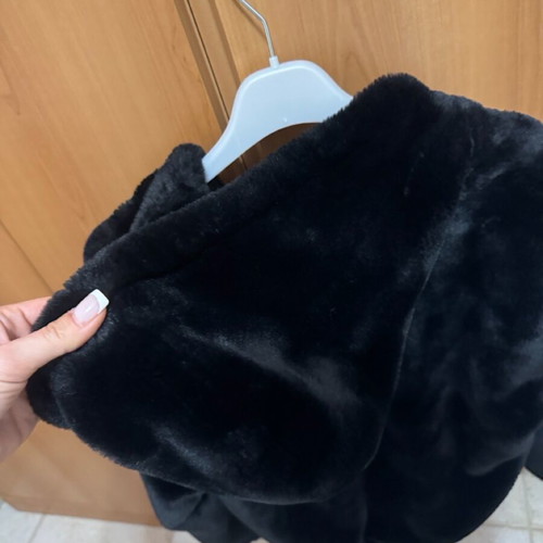 H&M fur jacket new, black, size S oversized with hood