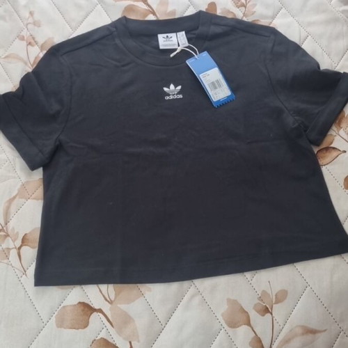 Adidas women's short sleeve blouse with high waist, new, cotton