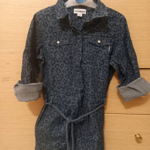 Mandarino denim dress like new, size 5 years, blue-gray