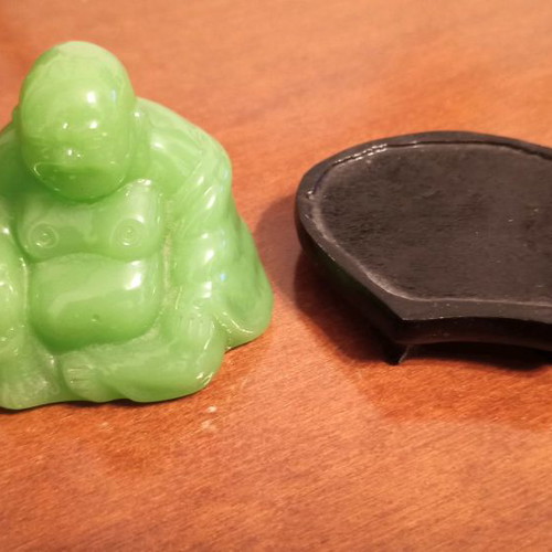 Happy Buddha Figurine new, green nephrite