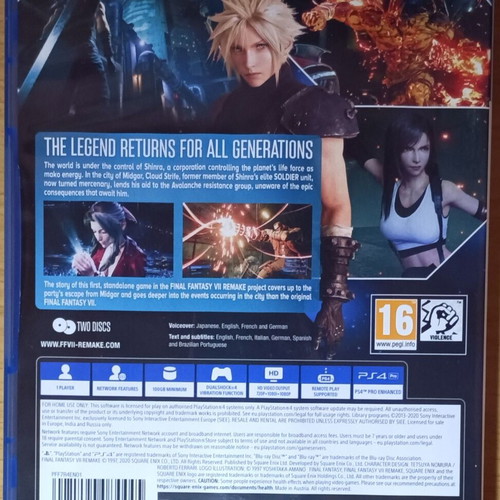Final Fantasy VII Remake PS4 like new