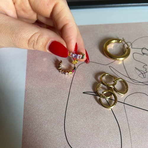 Steel hoop earrings new handmade