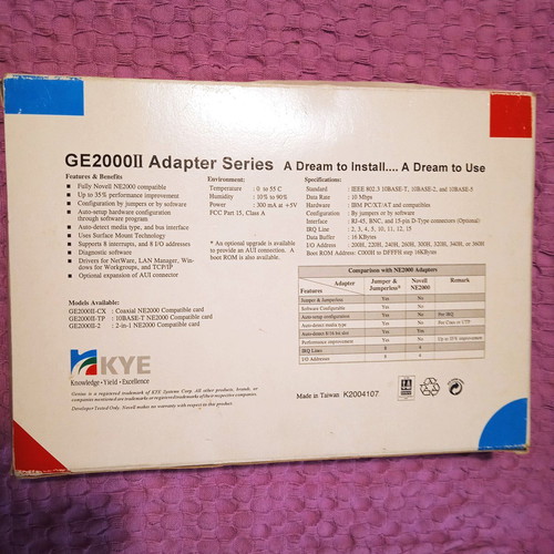 Genius LAN GE2000II Ethernet Adapter sealed vintage ISA combo card, new