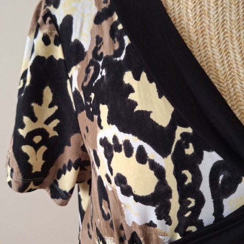 Frank Walder women's summer sleeveless viscose dress like new, brown shades