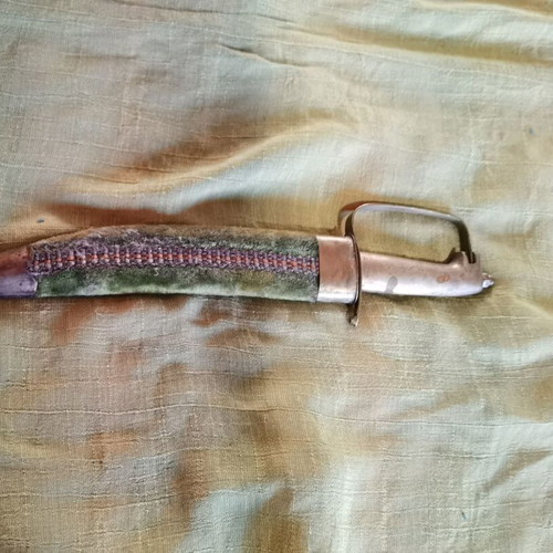 Retro decorative knife with velvet sheath used, made in India
