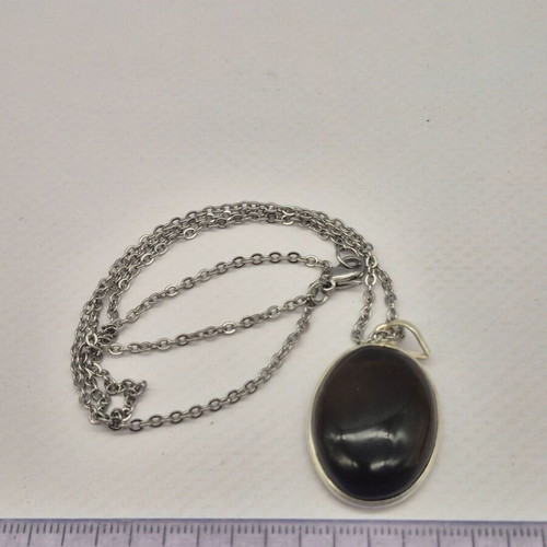 Smoked Quartz Silver 925 Teardrop Pendant Oval Cabochon Crystal