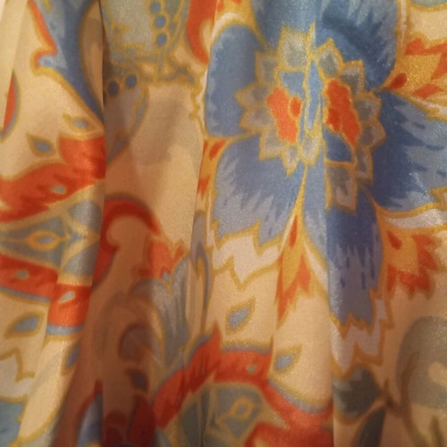 Kimono robe asymmetrical satin like new, multicolored