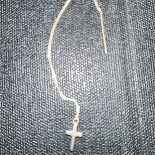 Threader earring with cross pendant