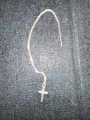Threader earring with cross pendant