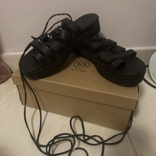 Lace-up sandals like new, size 39, black