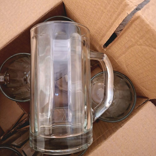 Set of 6 Glass Beer Mugs unused