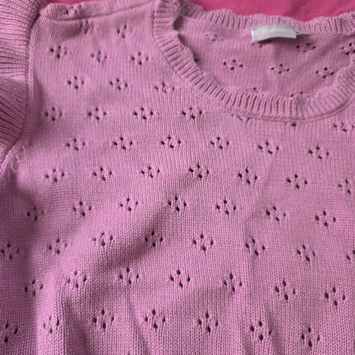 Knitted blouse with ruffles like new, pink and purple, size XL