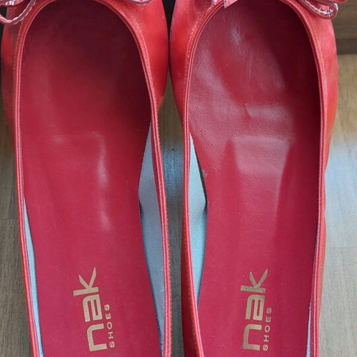 Nak ballerina shoes red patent leather like new, size 40
