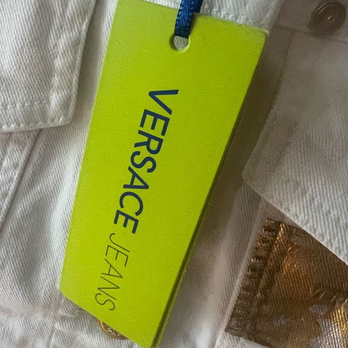 Versace Jeans Cropped Jacket Women’s Size S White with Gold Details New