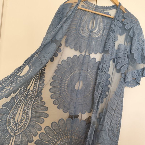 Blue beach kimono XXXL used with lace