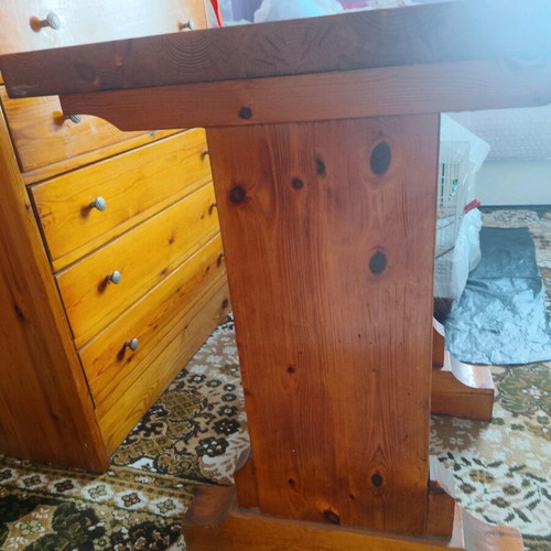 Wooden table used, solid Swedish wood brown color