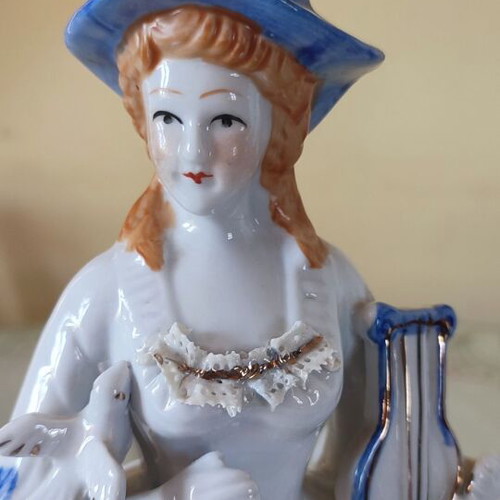 Vintage porcelain statue Woman with lyre