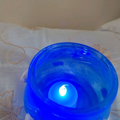 Decorative handmade jar with battery light, height 7 cm, new