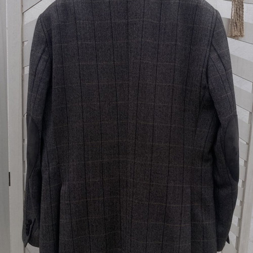 Loro Piana men jacket Superfine Wool gray checked size 54 like new