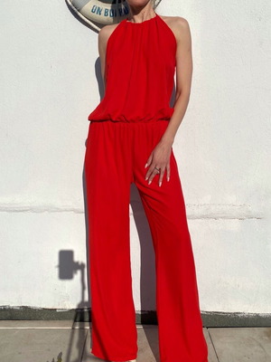 One-piece jumpsuit new, size M, red, 100% polyester