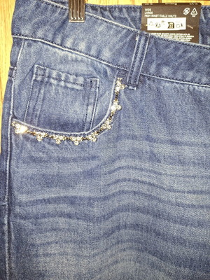 Denim pants H&M blue with rhinestones size XL new