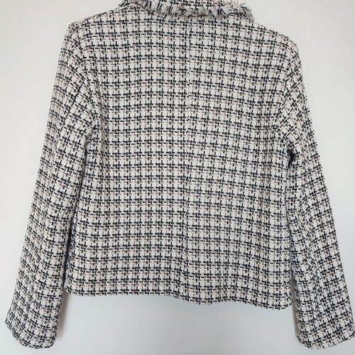 Women's short cotton jacket, black and beige pattern