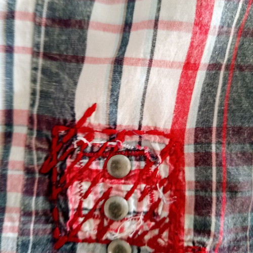 Tramontana women's plaid shirt size L used with embroidered details and waist strap